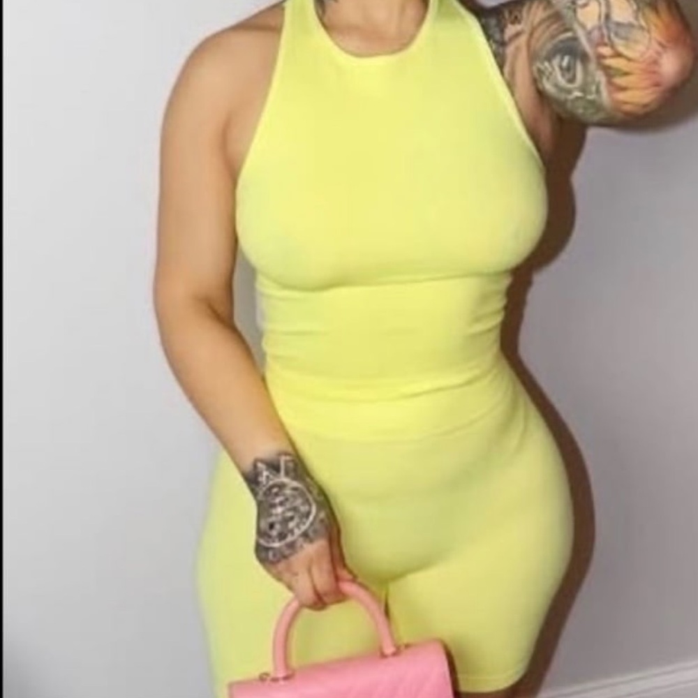 Boutique | Bright Yellow Ribbed Short Set